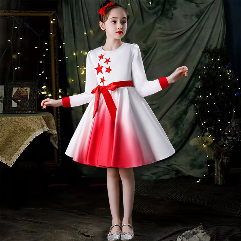 61 Children's National Style Costume Primary School Choir Dress Poetry Recitation Choir Dance Dress Item Picture