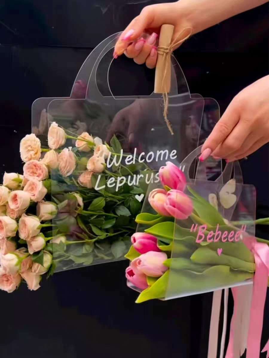 New Transparent Pet Flower Bag Specification drawing