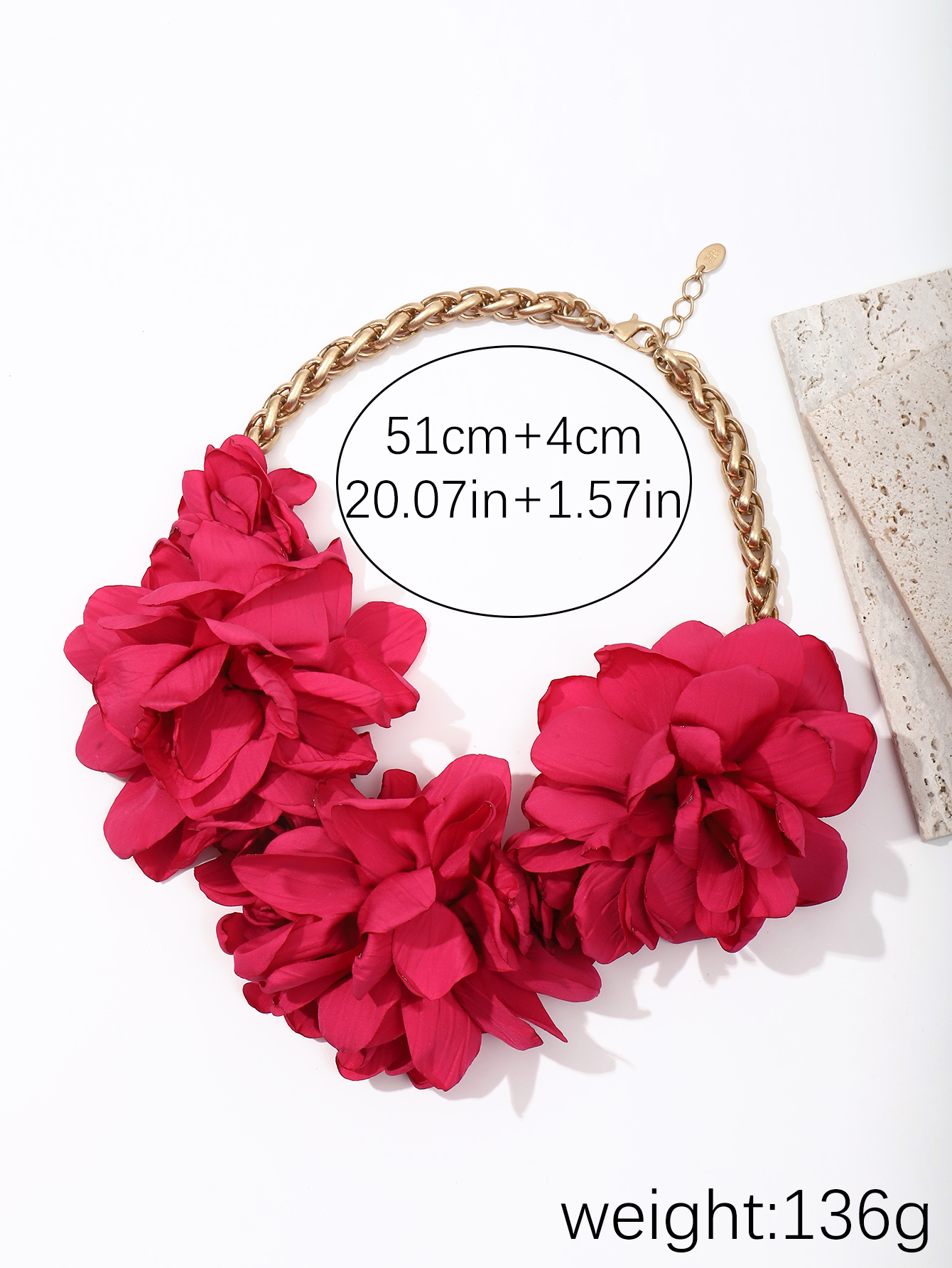 Za's new European and American fashion, versatile flower red necklace, simple, elegant and exquisite collarbone chain details Picture