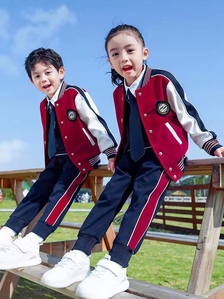 Kindergarten Dress Spring And Autumn Dress British Style School Uniform, Primary School Class Dress, Children's Sports Baseball Suit Two Sets
