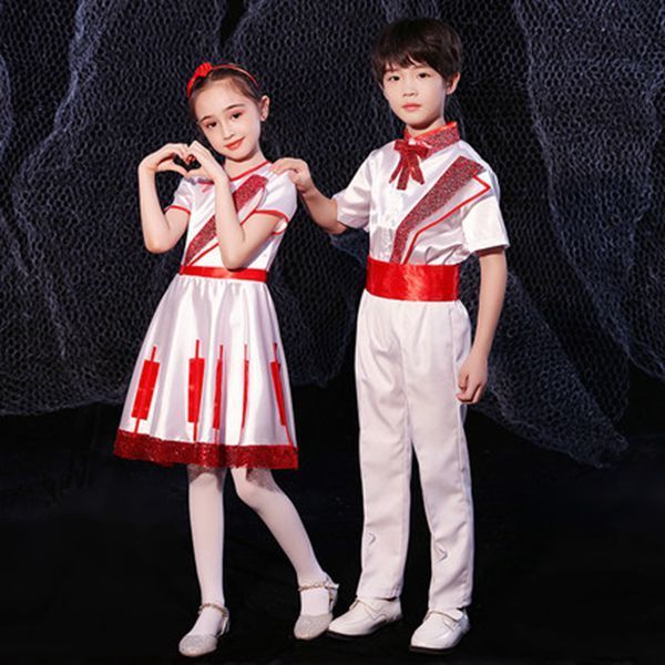 New Year's Day Children's Chorus Dress Costume Boys And Girls Dress Children's Choir Pupils Reciting Performance Costumes details Picture