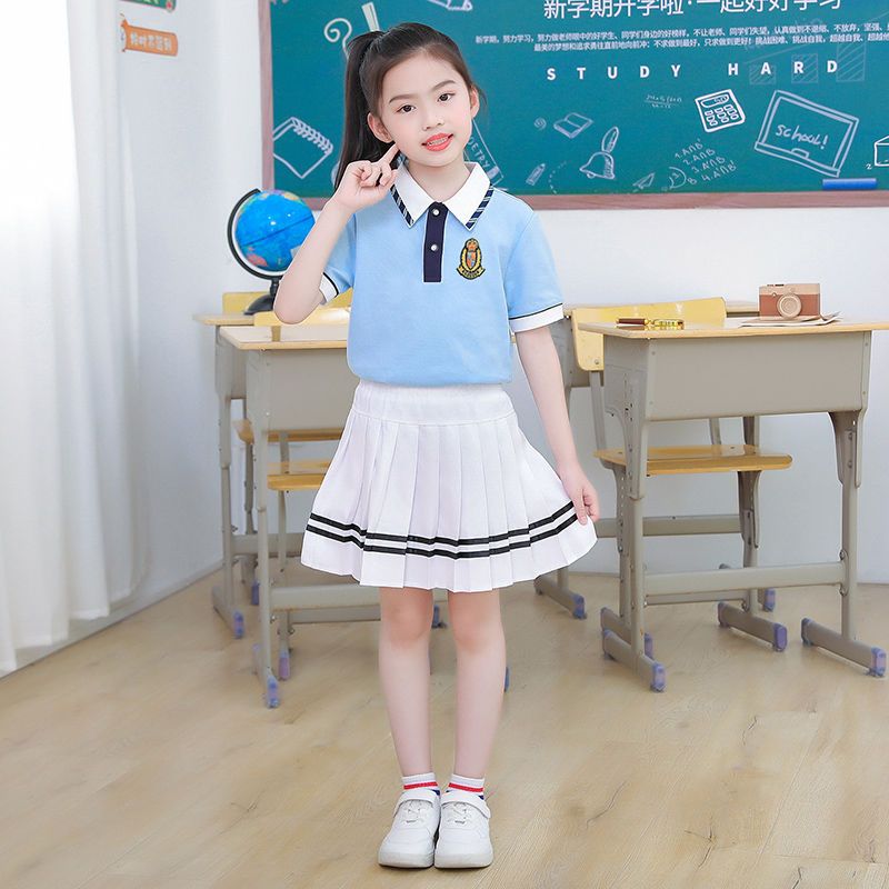 校服套装小学生夏季短袖纯棉中学生学院风毕业班服儿童幼儿园园服详情图2