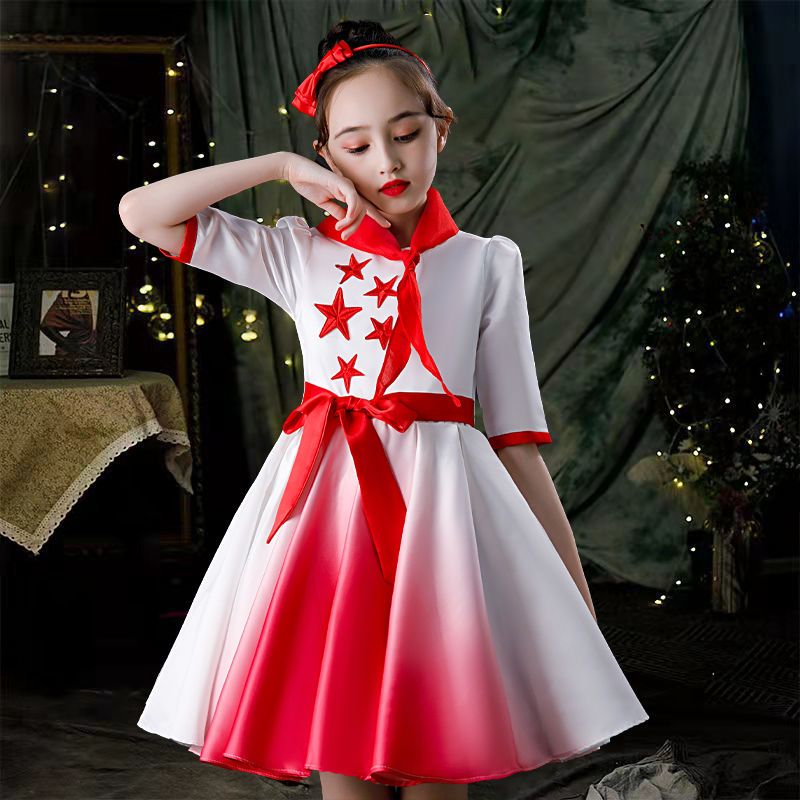 61 Children's National Style Costume Primary School Choir Dress Poetry Recitation Choir Dance Dress Specification drawing