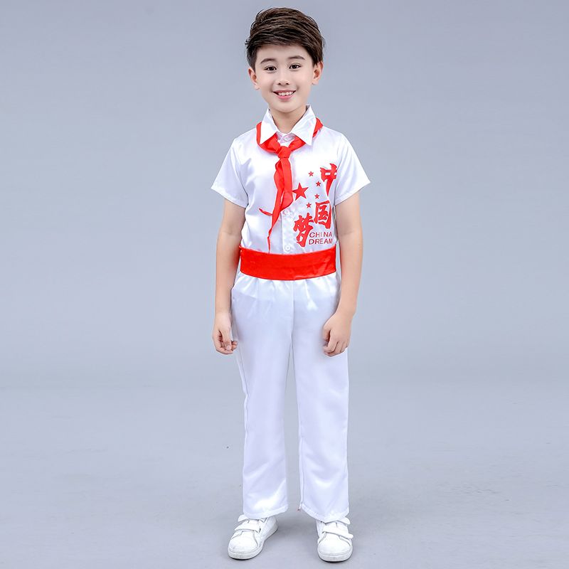 June 1 China Red Children's Costume Children Boys And Girls Performance Costume Primary School Stage Chorus Costume Specification drawing