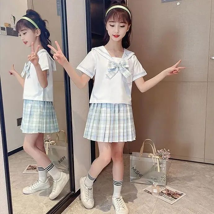 Children's Uniforms 2023 Summer Preppy Girls' Uniform Set Skirt Primary School Children's Summer Fashion Specification drawing
