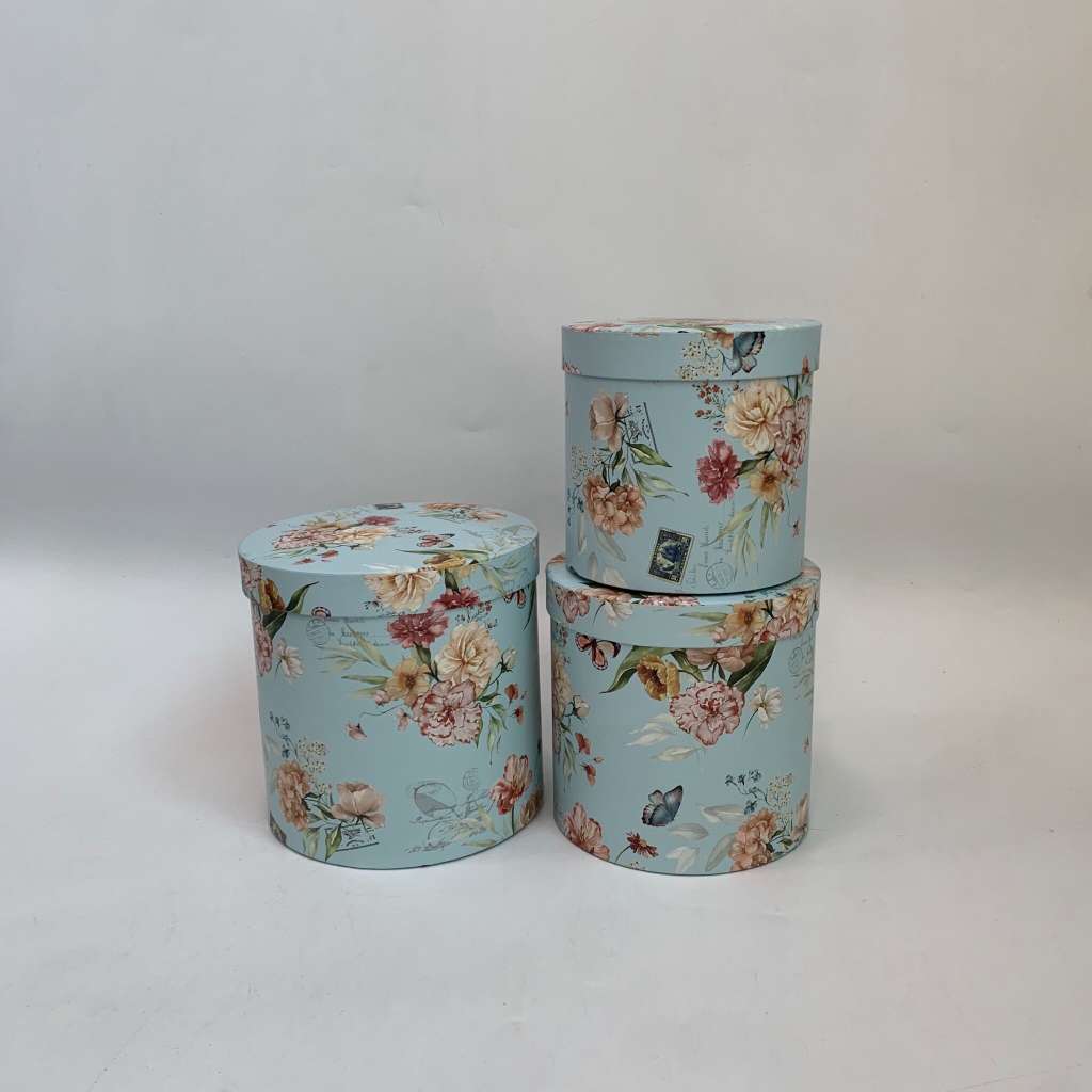 Vintage Flowers Round Flower Box Item Picture