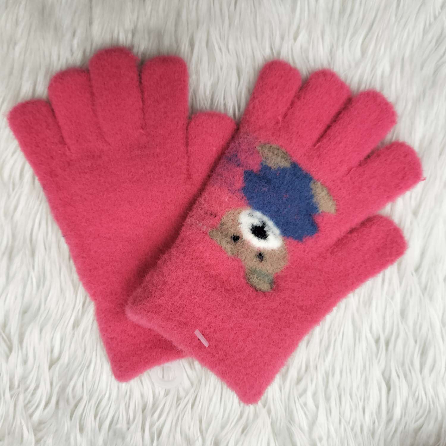 Children's Mink Cartoon Panda Picture Cold Full Finger Gloves Warm Gloves Outdoor Spring And Autumn Knitted Gloves undefined