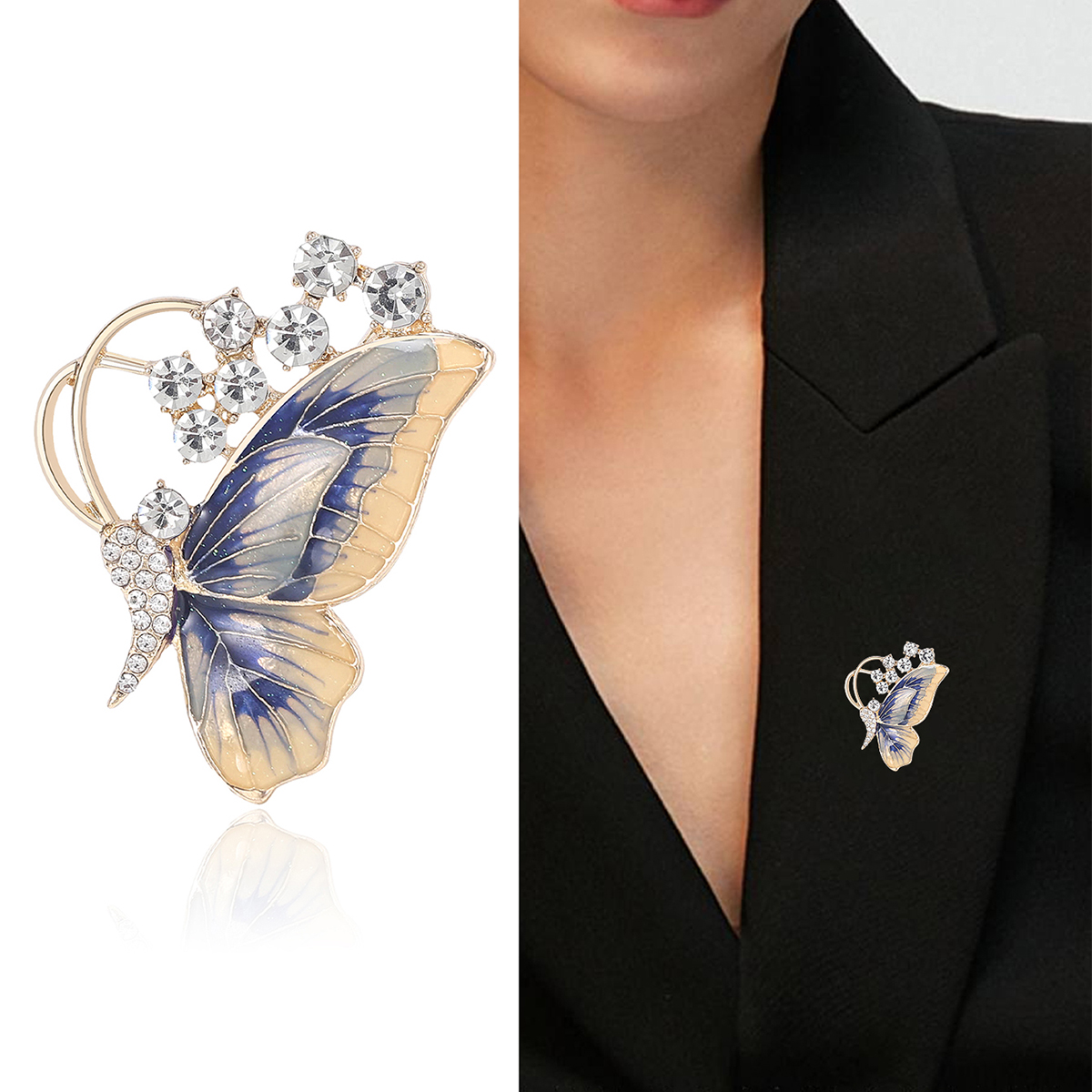 Ziyang Jewelry Factory directly sells high-end luxury brooches. New Korean style enamel oil and gas butterfly versatile clothes pin clasp brooch 2023 new butterfly brooch pic 1