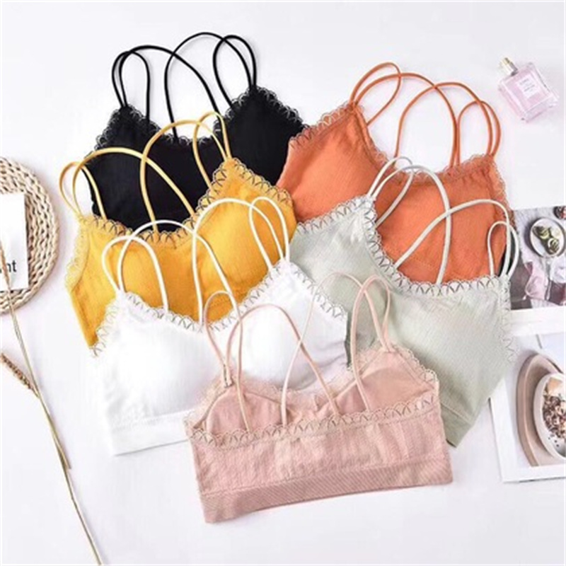 2023 Threaded Back Bra Wrap Women's Bottom Top Up Sexy Lace No-Wire Beach Bra details Picture