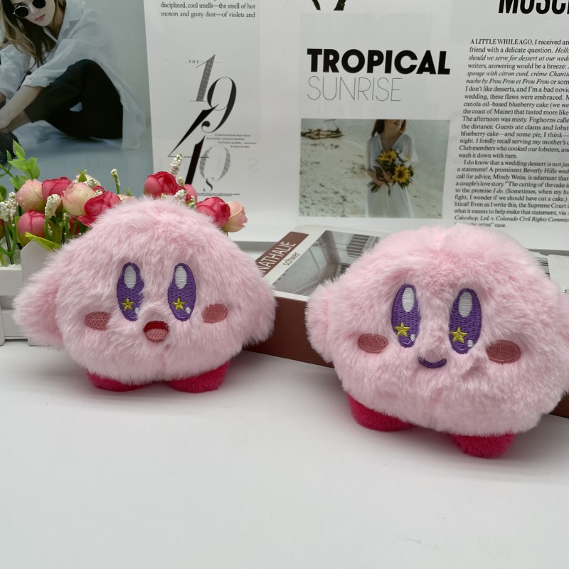 Cute girl Heart Star Kirby plush doll key chain lipstick change key storage bag coin purse pendant