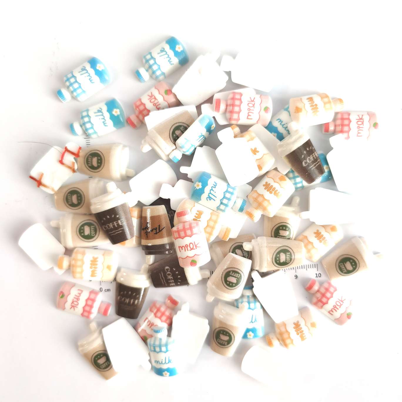 仿真玩具小瓶子酒瓶半边牛奶瓶咖啡瓶发夹超市便利店卡通树脂 杯子饰品配件一包500个