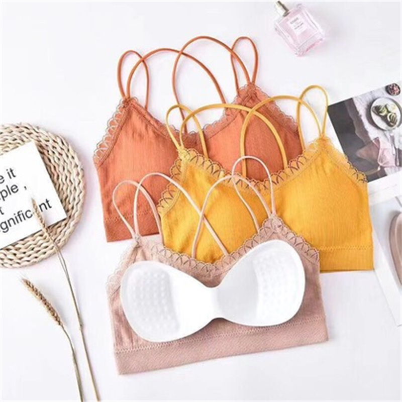 2023 Threaded Back Bra Wrap Women's Bottom Top Up Sexy Lace No-Wire Beach Bra Specification drawing