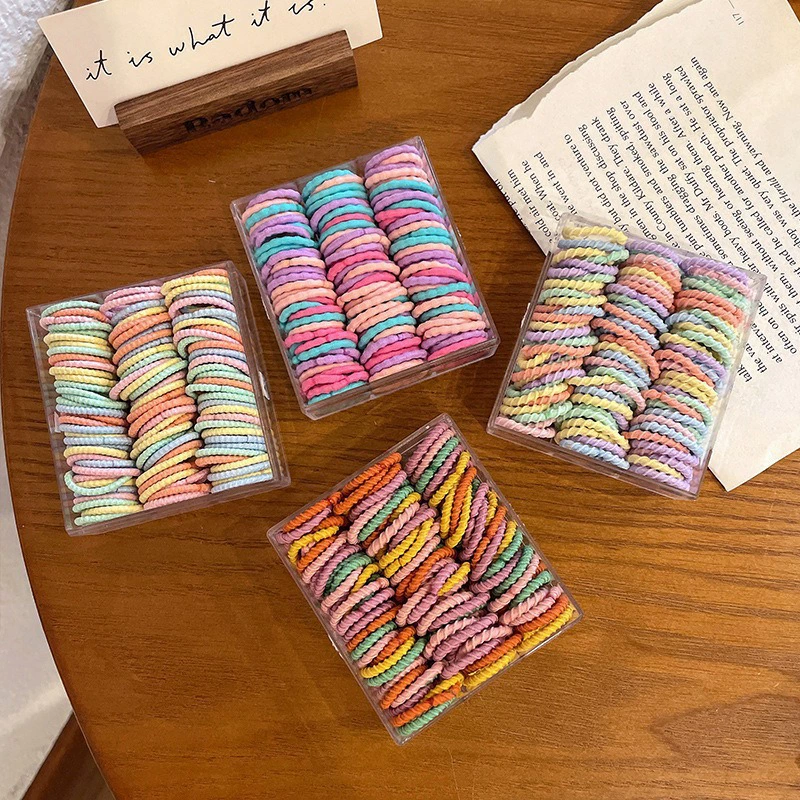 New rainbow-colored children's hair tie, girls' hair band, little girl rubber band, baby hair tie without damaging hair, thumb hair tie detail image 2