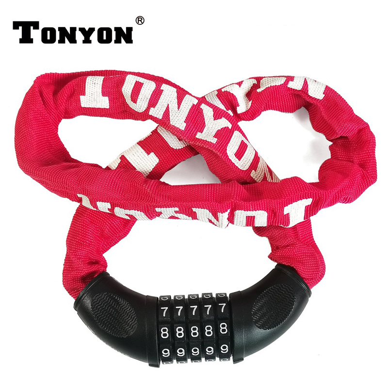 TY-732 Universal TONYON bicycle five-digit password chain lock, bicycle five-digit password lock, mountain bike chain lock, anti-theft lock details Picture