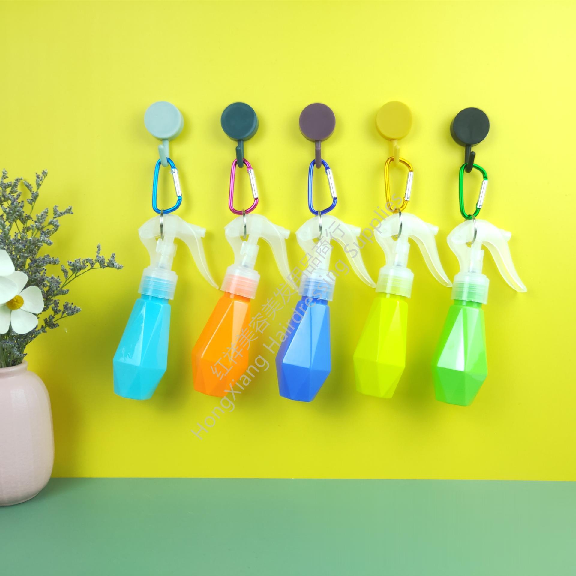 现货热销60ml多色PET小老鼠菱形塑料挂钩瓶 酒精消毒水分装喷雾瓶