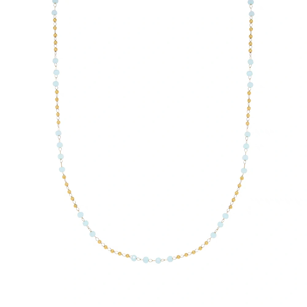 Titanium steel gold-plated bead handcrafted two-piece stacked necklace and sweater chain original gift detail image 5