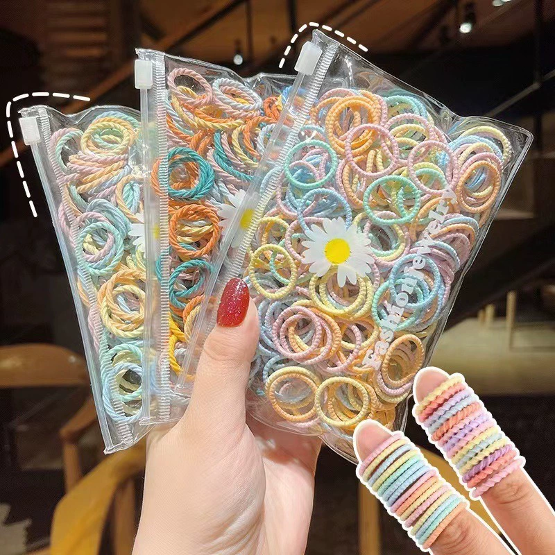 New rainbow-colored children's hair tie, girls' hair band, little girl rubber band, baby hair tie without damaging hair, thumb hair tie