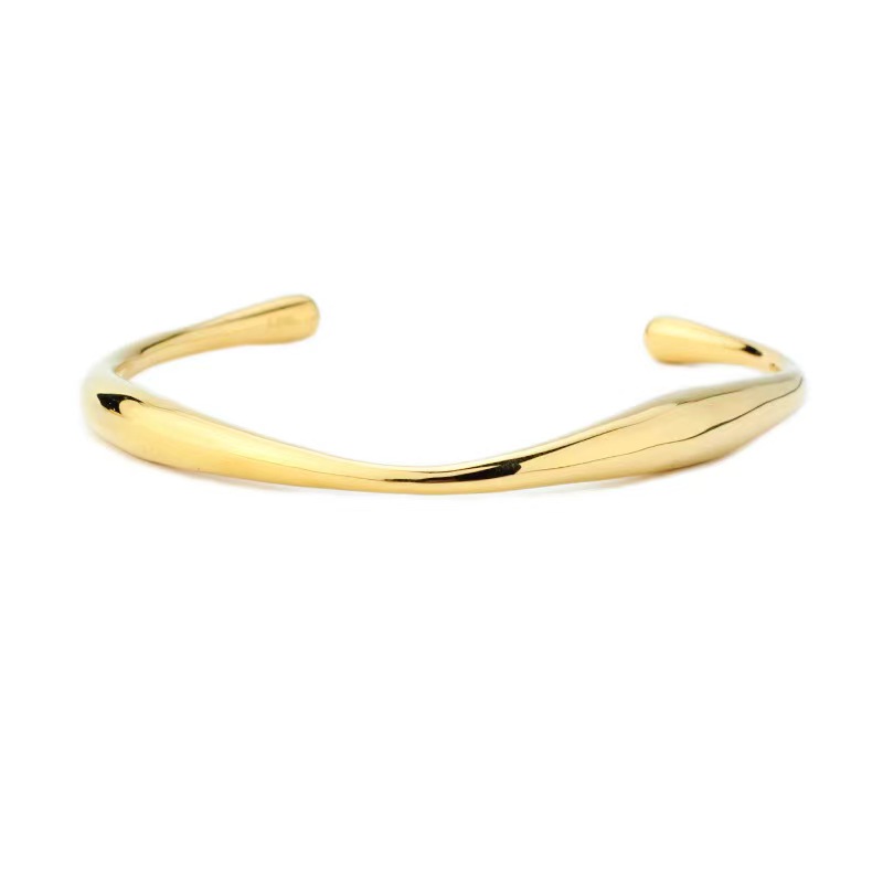 INS Niche women's titanium steel 18K gold stainless steel irregular-shaped open bracelet details Picture