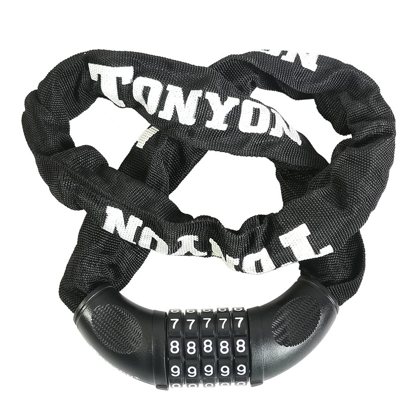TY-732 Universal TONYON bicycle five-digit password chain lock, bicycle five-digit password lock, mountain bike chain lock, anti-theft lock Specification image