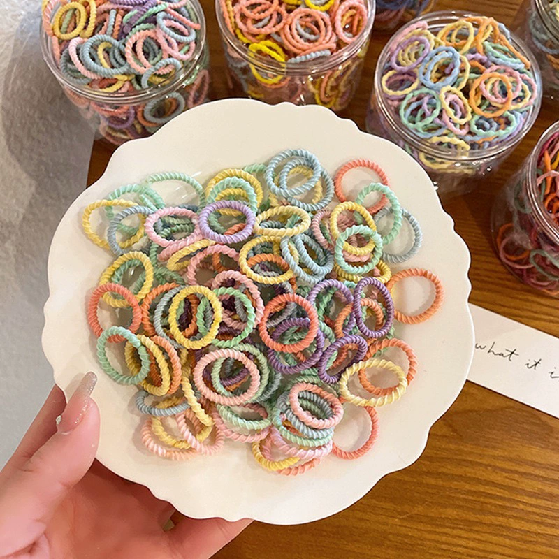 New rainbow-colored children's hair tie, girls' hair band, little girl rubber band, baby hair tie without damaging hair, thumb hair tie Specification image