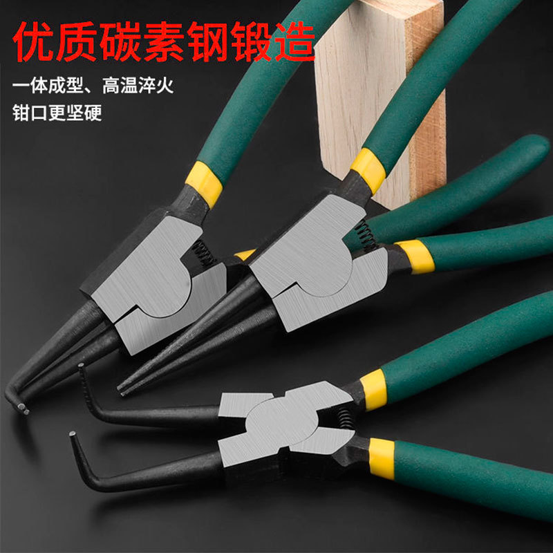 Manufacturers spot industrial grade circlip pliers set of dual-purpose ring pliers inside and outside circlip pliers needle nose pliers elbow spring pliers details Picture