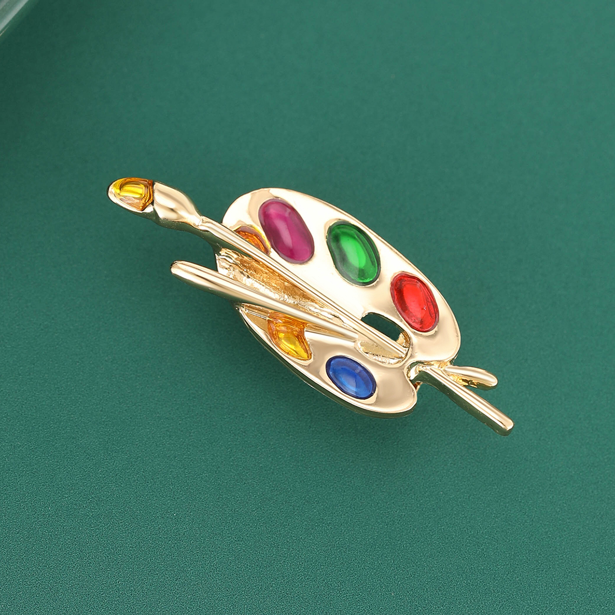 Ziyang Jewelry 2023 New Style European and American color palette enamel oil brooch, fashionable and simple oil Drip pin, creative women's handmade brush, color palette oil drip brooch, unique and niche, the same style as Internet celebrities, direct sales from niche manufacturers Specification image
