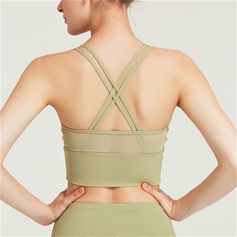 The new lingerie cross-laced fashionable sports bra is highly elastic, comfortable and seamless, with a yoga back design Specification image