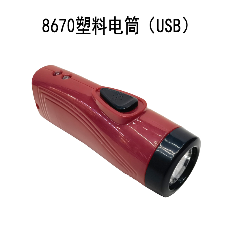 8670USB充电塑料电筒强光手电筒紫光验钞灯家用电筒户外手握式便携迷你照明手电筒