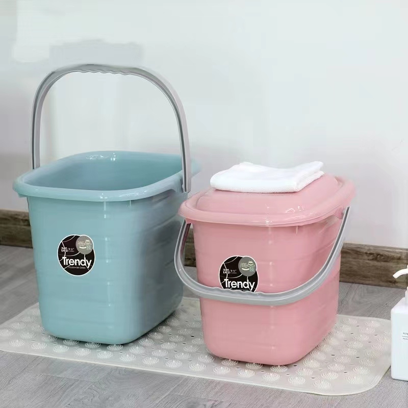 家用塑料带盖手提水桶泡脚桶拖地桶 大容量户外水桶储水桶米桶详情图1