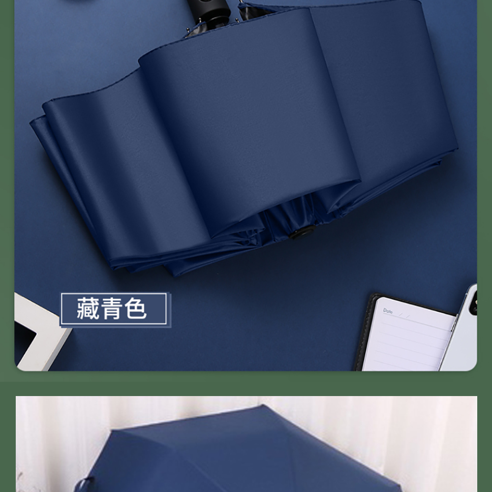 3219-1黑胶防嗮雨伞三折全自动晴雨伞防风小伞女士防紫外线雨伞批发详情23
