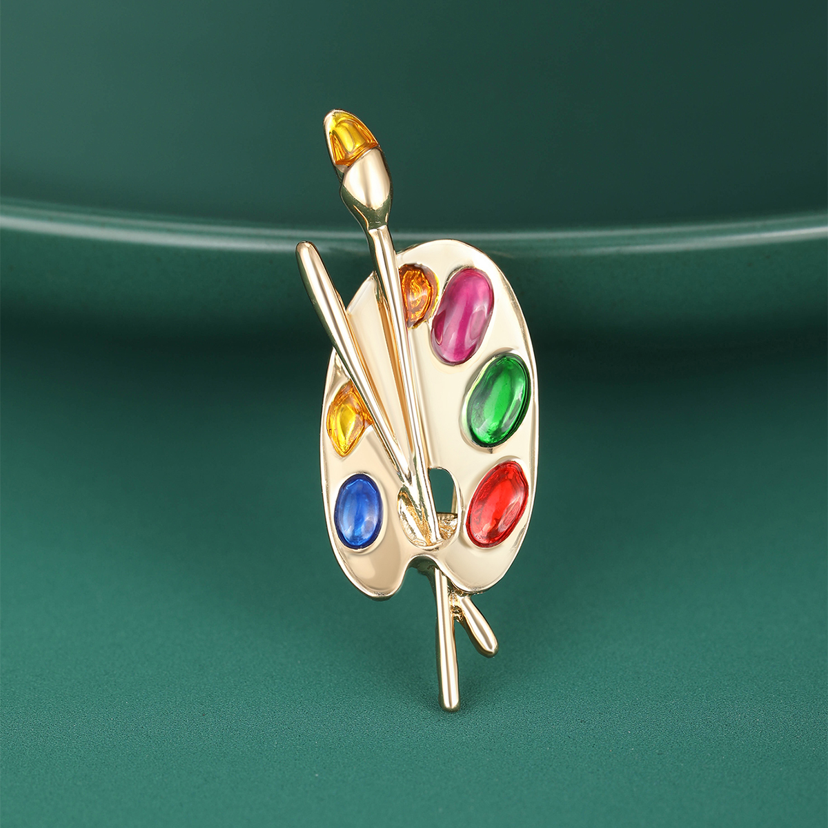 Ziyang Jewelry 2023 New Style European and American color palette enamel oil brooch, fashionable and simple oil Drip pin, creative women's handmade brush, color palette oil drip brooch, unique and niche, the same style as Internet celebrities, direct sales from niche manufacturers details Picture