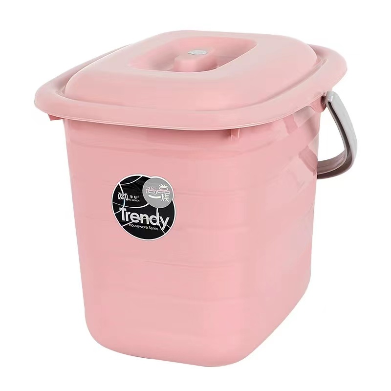 家用塑料带盖手提水桶泡脚桶拖地桶 大容量户外水桶储水桶米桶详情图4