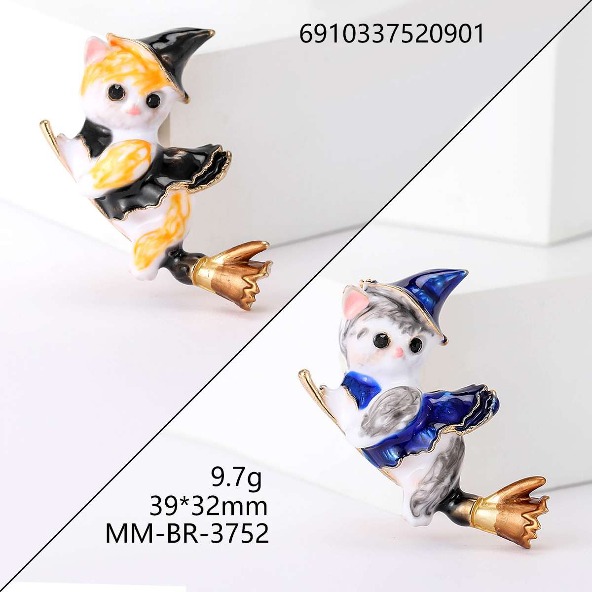 Ziyang accessories transform into Harry Potter cat brooches. Cute men and women, high-end design sense brooch pins, clothes and accessories, gift brooches, pin design sense, niche magic cat collar pins and accessories factory direct sales Specification image