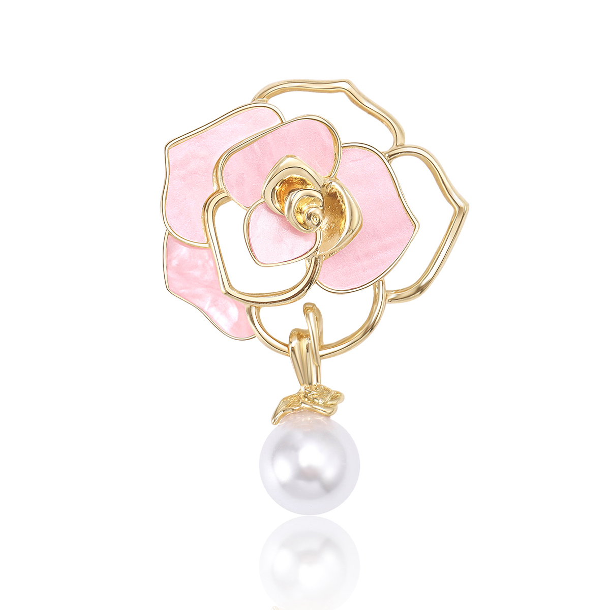 2023新款胸针/小香风气质奢华胸针/山茶花气质高端胸针/厂家直销/天然贝母高档胸针白底实物图