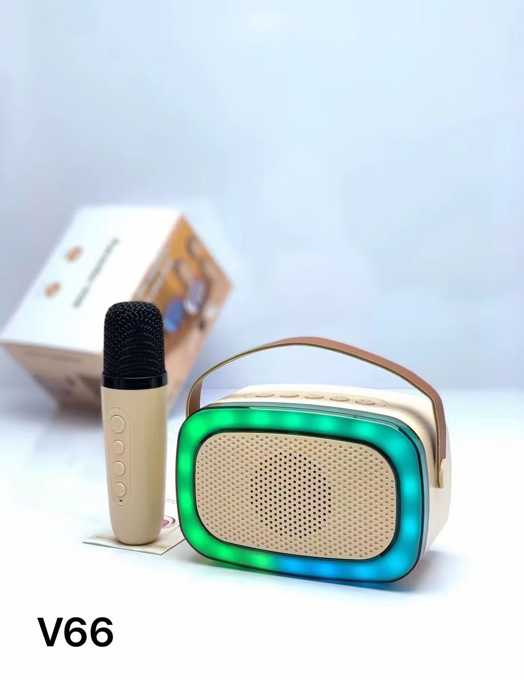 Mini karaoke set, microphone, speaker, multi-functional portable device, essential speaker details Picture