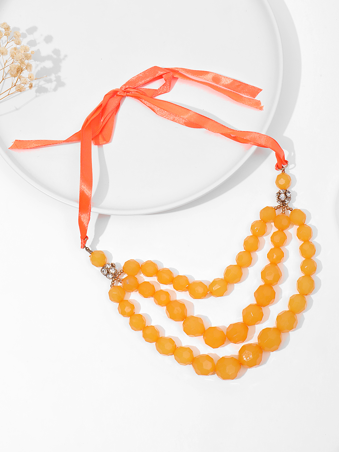 A long, multi-layered, candy-colored necklace for women with a unique and fashionable European and American style and geometric layers