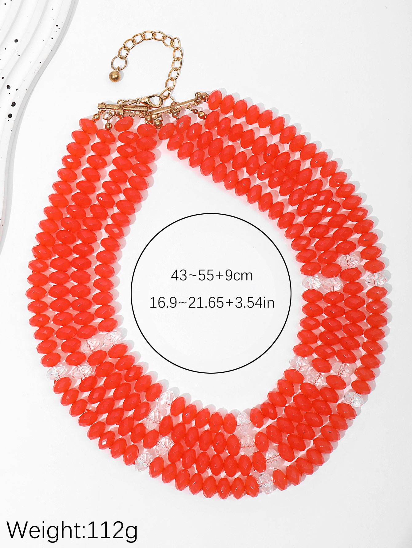A fashionable, creative, simple and geometric multi-layer acrylic beaded European and American retro versatile women's necklace