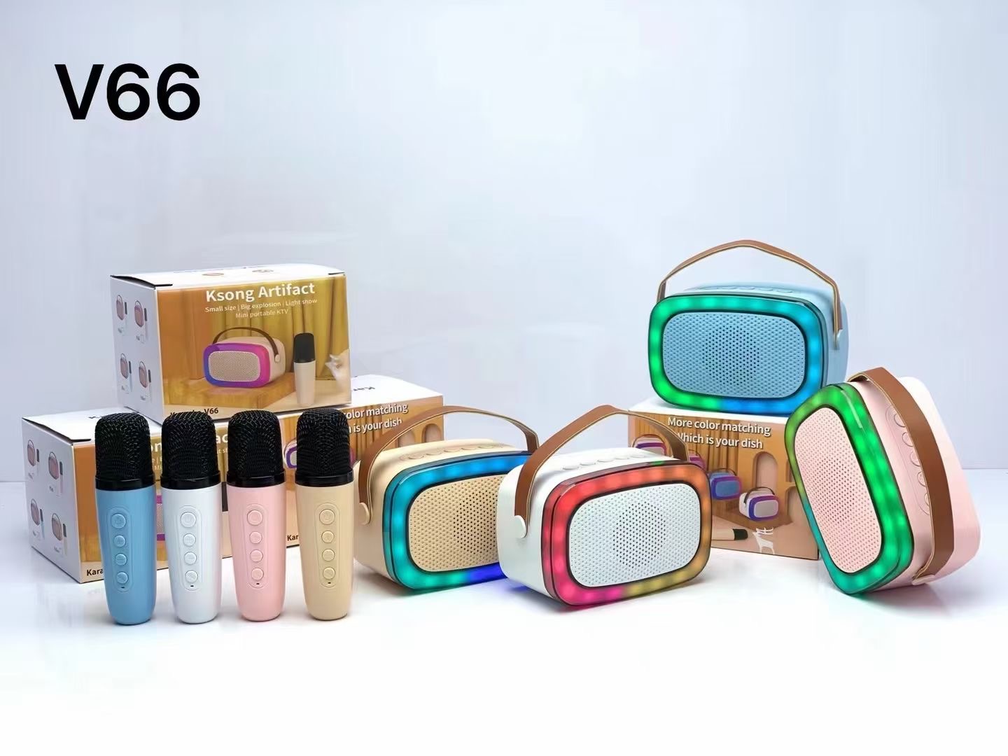 Mini karaoke set, microphone, speaker, multi-functional portable device, essential speaker detail image 1