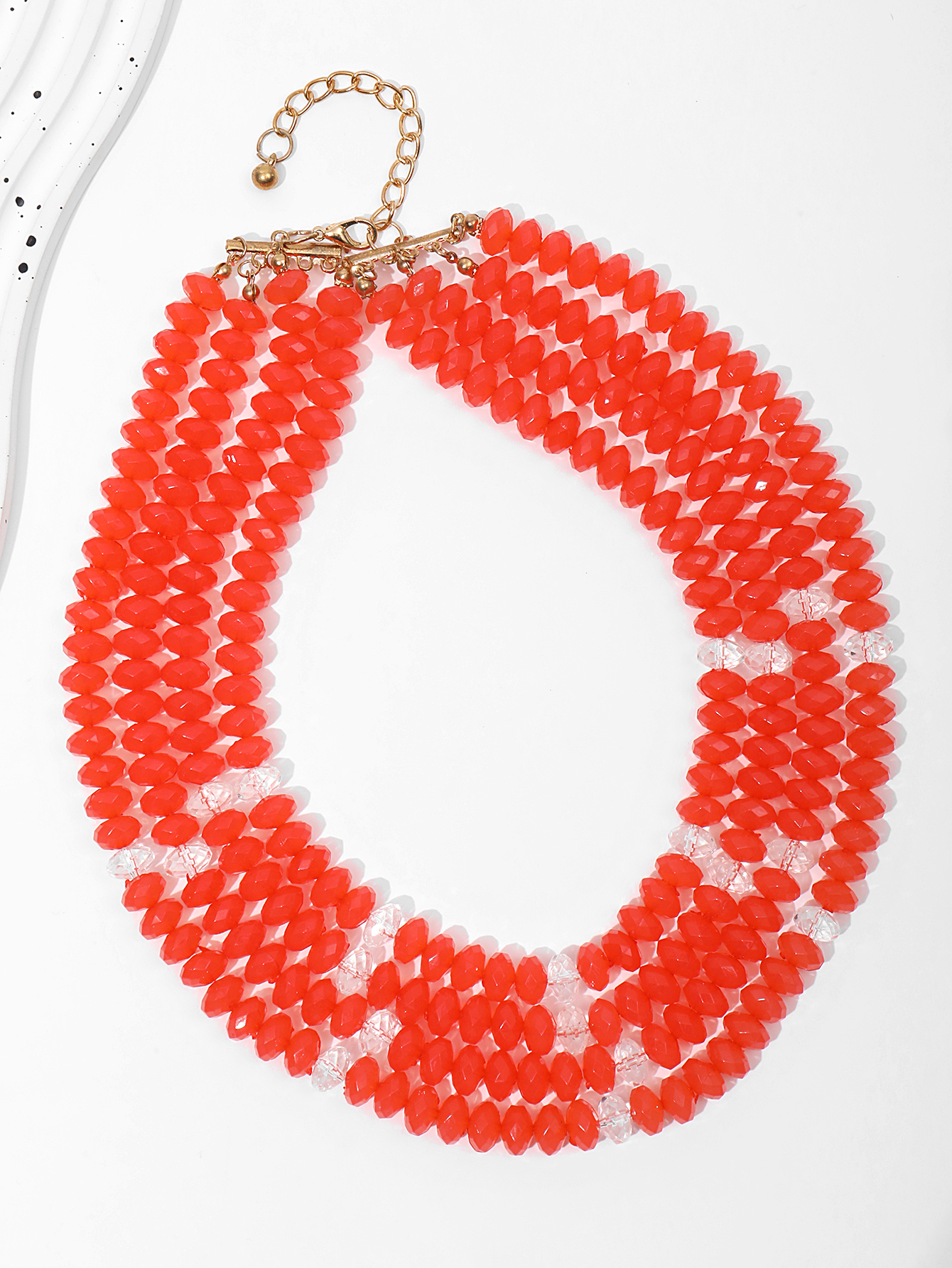 A fashionable, creative, simple and geometric multi-layer acrylic beaded European and American retro versatile women's necklace details Picture