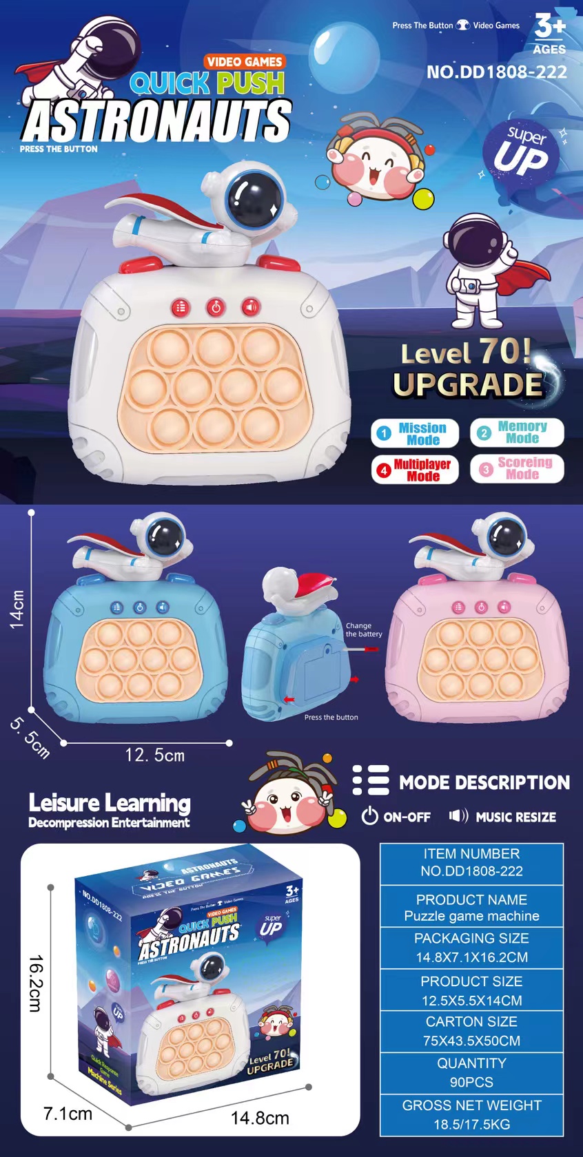 Children's speed push game machine, Internet celebrity thinking training, intelligence challenge toy, rat extermination pioneer, whack-a-mole press fun