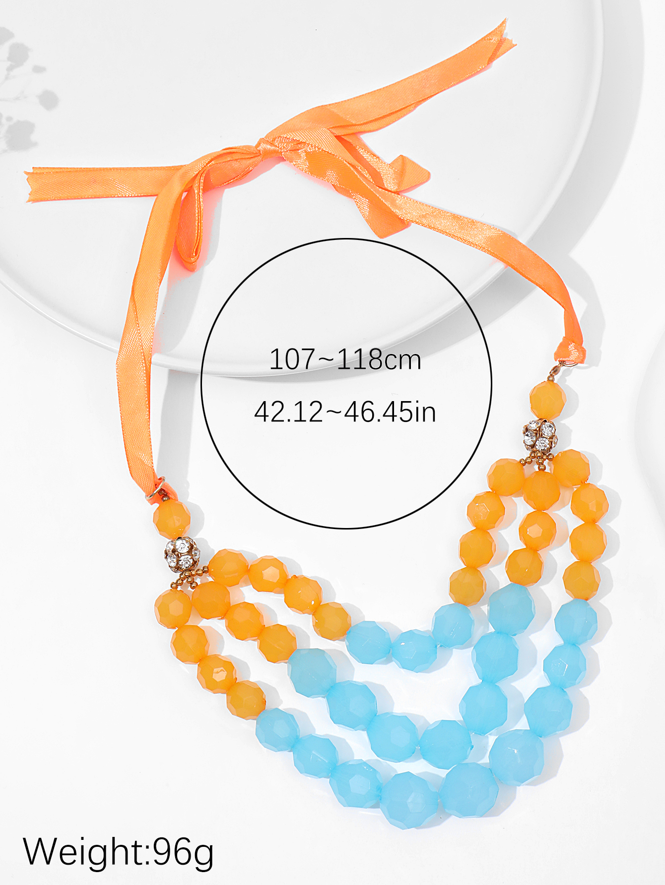 A long, multi-layered, candy-colored necklace for women with a unique and fashionable European and American style and geometric layers details Picture