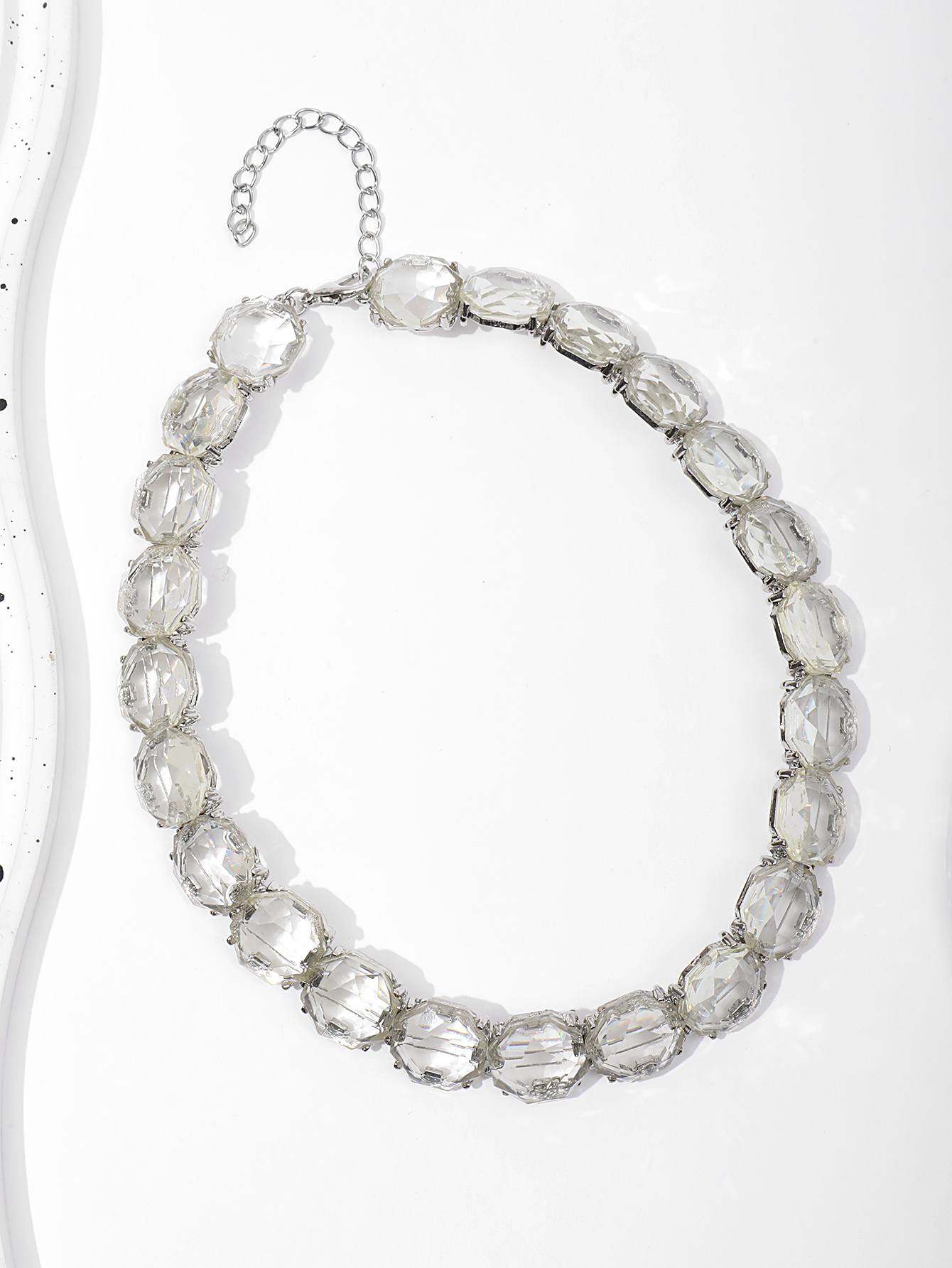 Hip hop niche accessories hiphop rock candy Cuban chain geometric full diamond fashion round necklace
