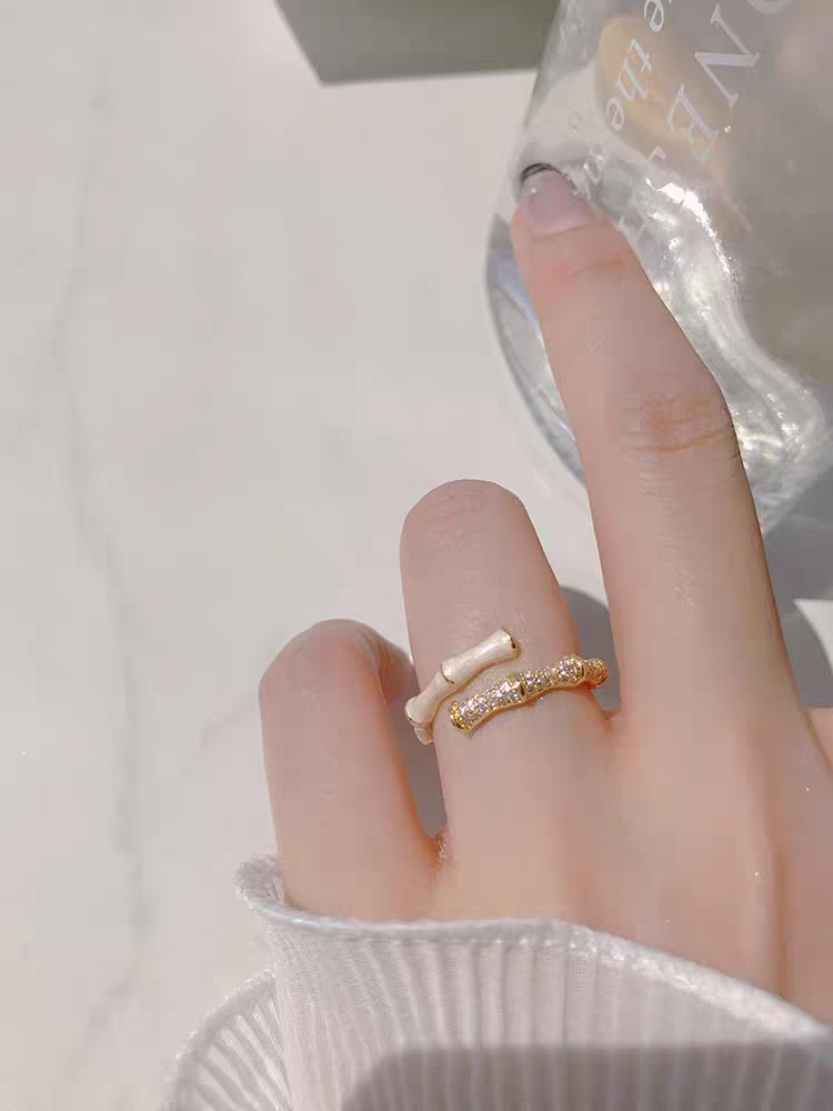 Xin 'ai Lian - 201 New Copper-Plated Real Gold Bamboo Joint Oil Drip Women's Ring detail image 3
