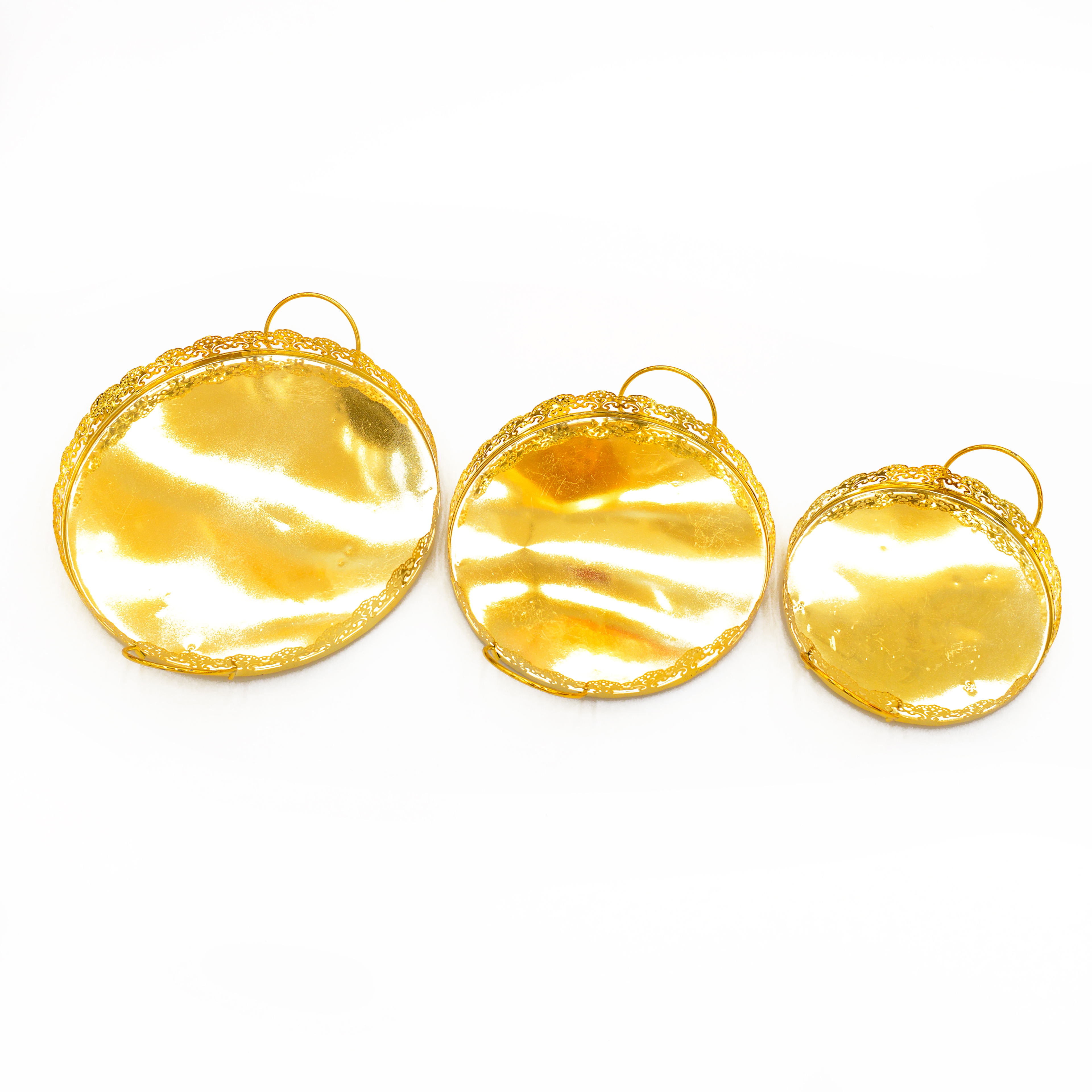 韩式圆盘餐厅金色浅盘小吃盘蛋糕盘平底蛋糕盘