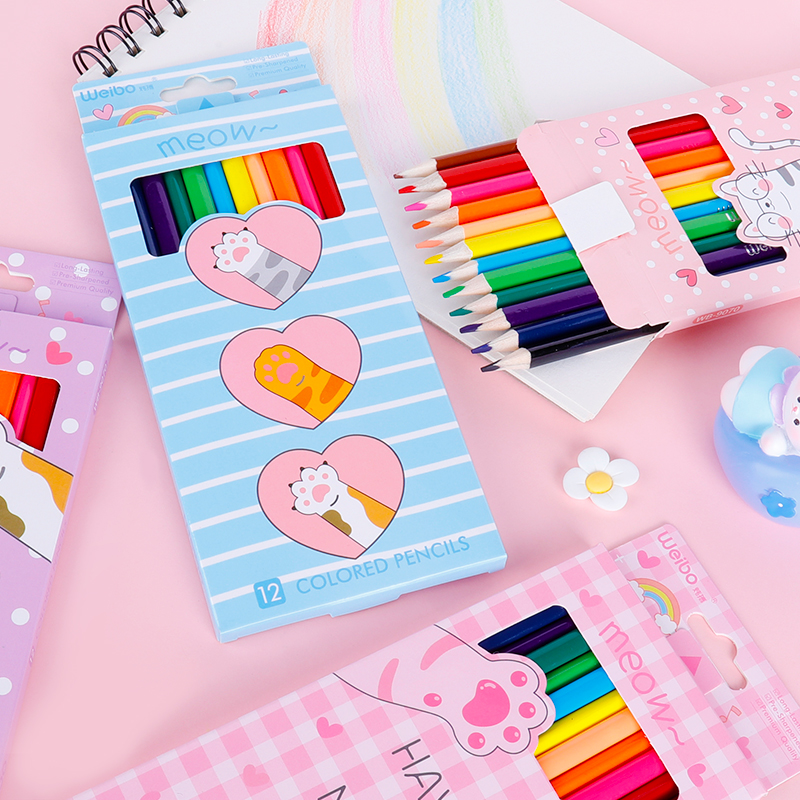 Weibo Lead Children's Water-Soluble and oil-based 12-color Set Student Art and Painting Children's Stationery Wholesale Set of colored Lead Item Picture