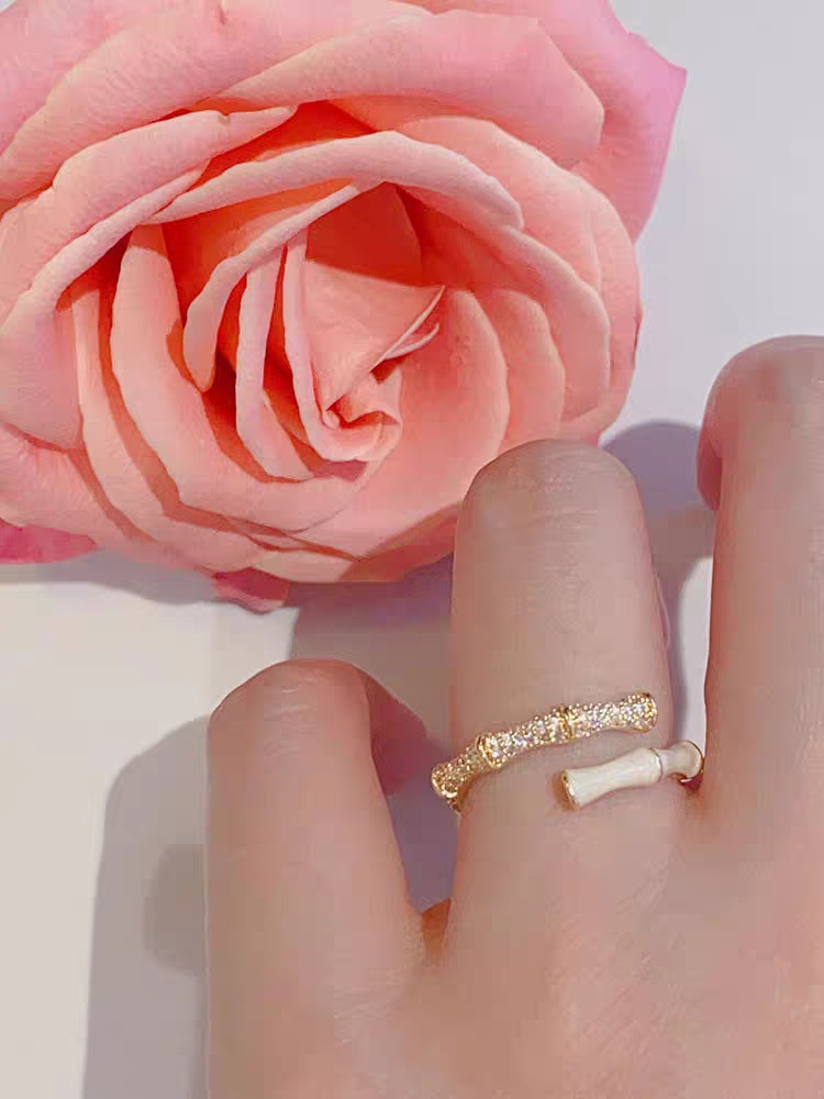 Xin 'ai Lian - 201 New Copper-Plated Real Gold Bamboo Joint Oil Drip Women's Ring Specification image