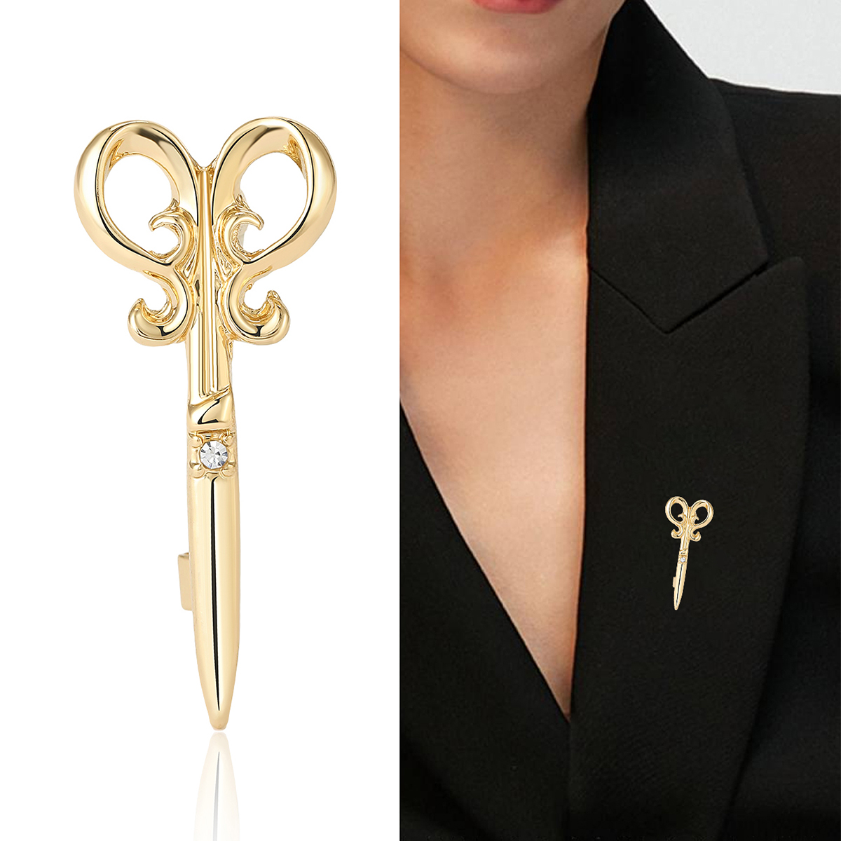 Ziyang Accessories 2023 New Style, European and American cross-border, personalized, creative, cute and super adorable scissors brooch, Japanese style in stock, factory direct sale Ziyang Accessories 2023 New Style, European and American cross-border, personalized, creative, cute and super adorable scissors brooch, Japanese style in stock, factory direct sale