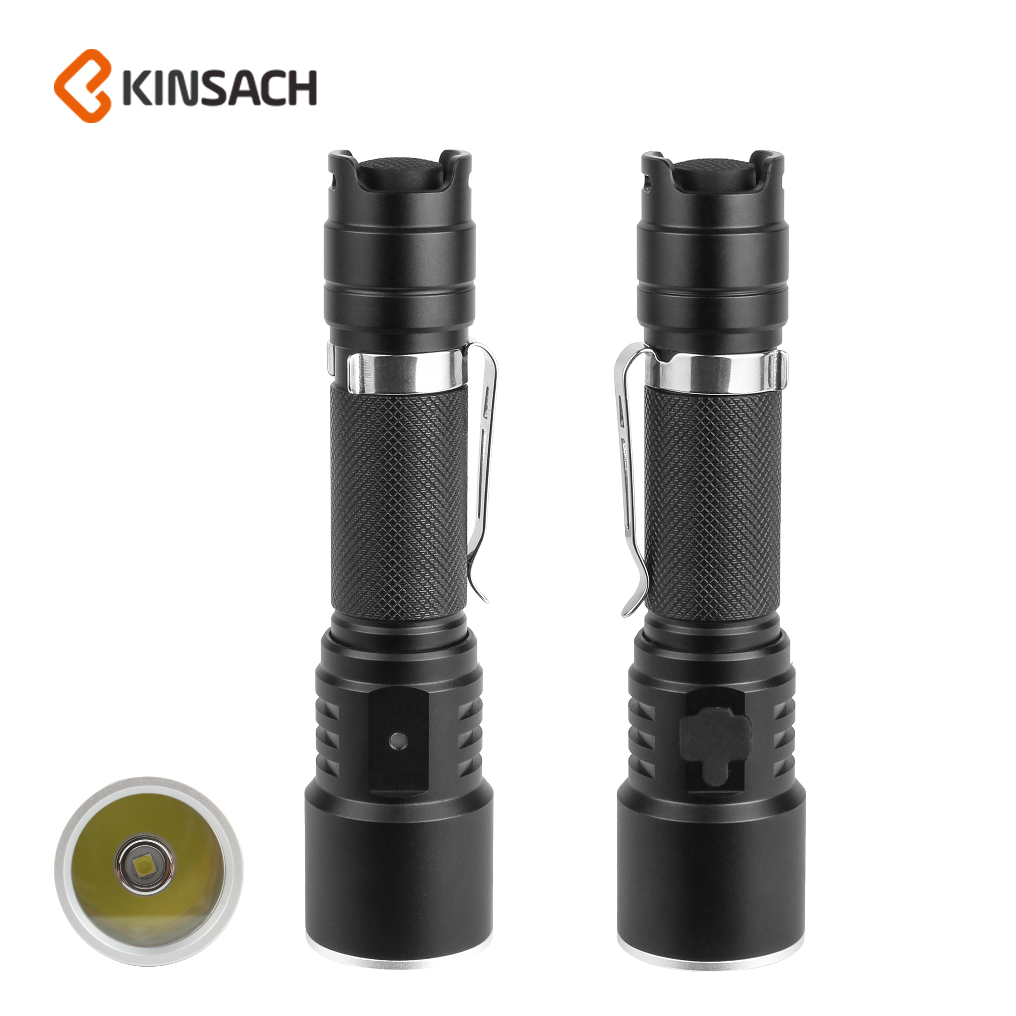 Strong flashlight LED outdoor lighting Rechargeable aluminum alloy pen holder small flashlight
