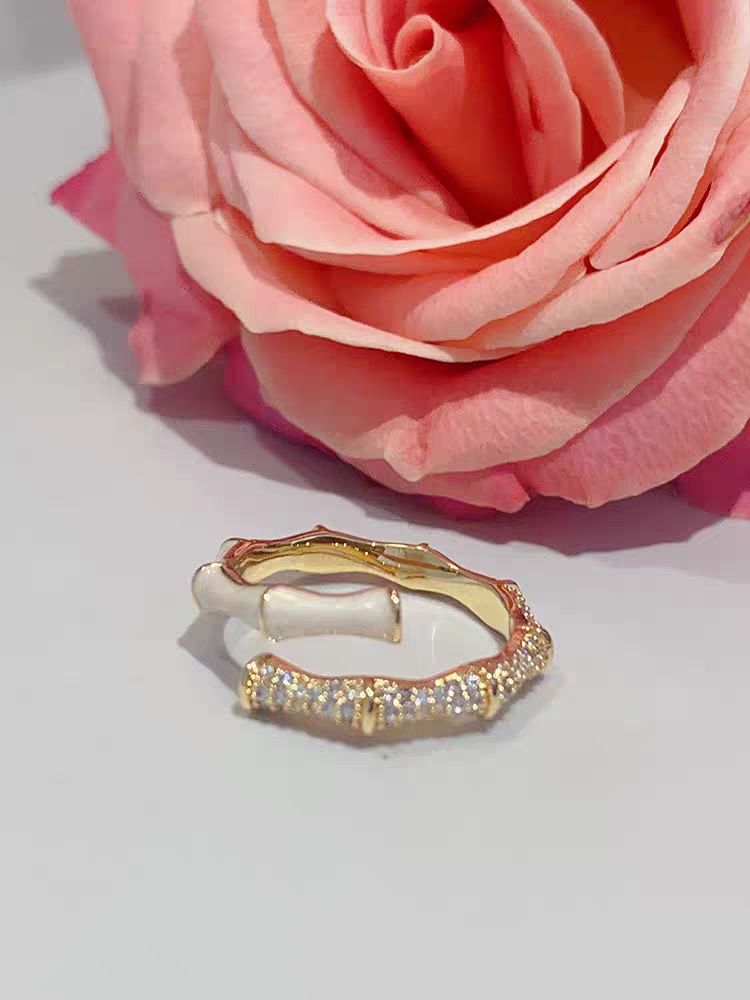 Xin 'ai Lian - 201 New Copper-Plated Real Gold Bamboo Joint Oil Drip Women's Ring detail image 5