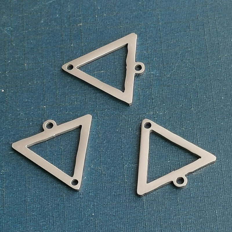 Mirror polished stainless steel creative triangle double hanging pendant DIY jewelry bracelet accessories